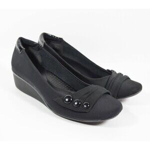 Easy Street Marion Black Platform Slip On Loafers Comfort Shoes Sz 8M